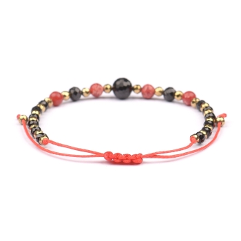 Bransoletka celebrytka czarny TURMALIN JASPIS HEMATYT ochrona i energia